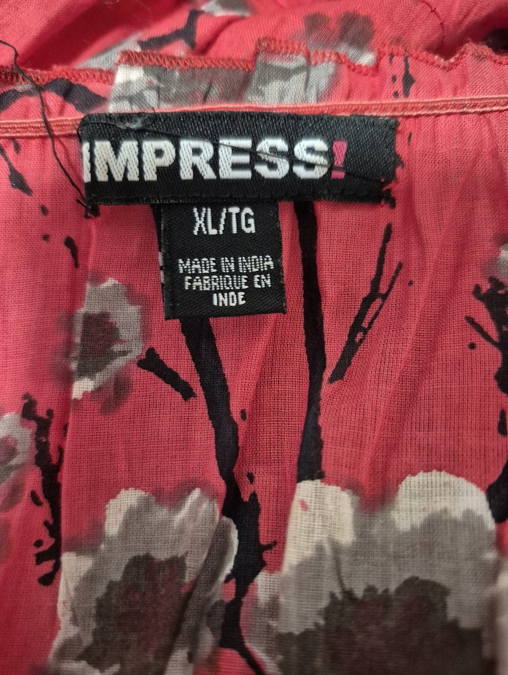 Impress Red Floral Semi Sheer Dress Size XL - Picture 4 of 7